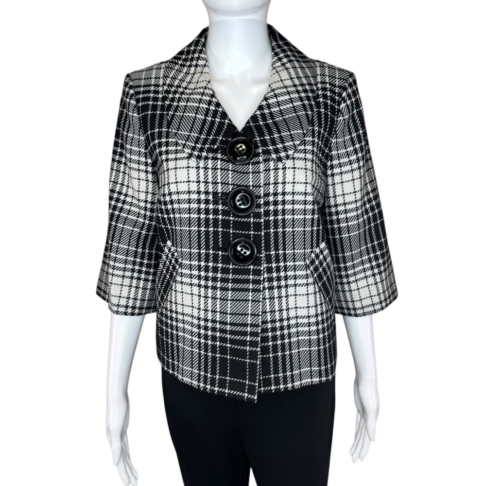 Semantiks Plaid Career Wool Blend Cropped Jacket M